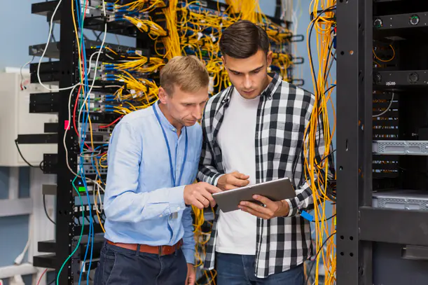 Supercad technicians managing data centre servers in Dubai
